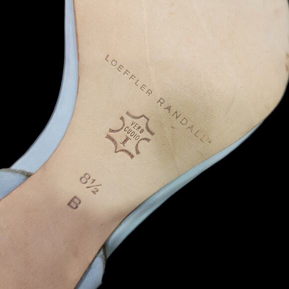 Loeffler Randall Reina Heel Blue Sandals Ankle Strap Leather Wavy Scalloped 8.5 - Picture 9 of 15